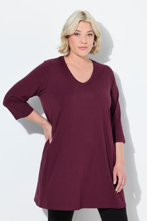 Produktbild Ulla Popken Longshirt, Ziernähte, A-Linie, V-Ausschnitt, 3/4-Arm (50, 52)