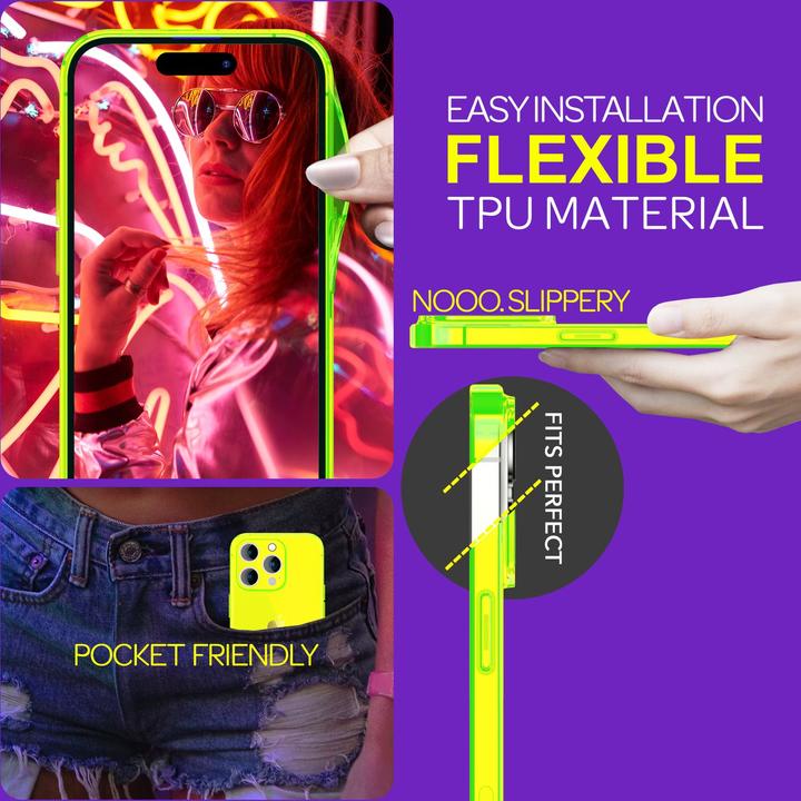 Actual product image Nalia Clear Transparent Neon Silicone Sleeve (Apple iPhone 15 Pro Max)