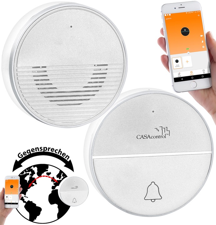 Produktbild CasaControl Funk-Türklingel mit WLAN und Gegensprech-Funktion per App (WLAN)