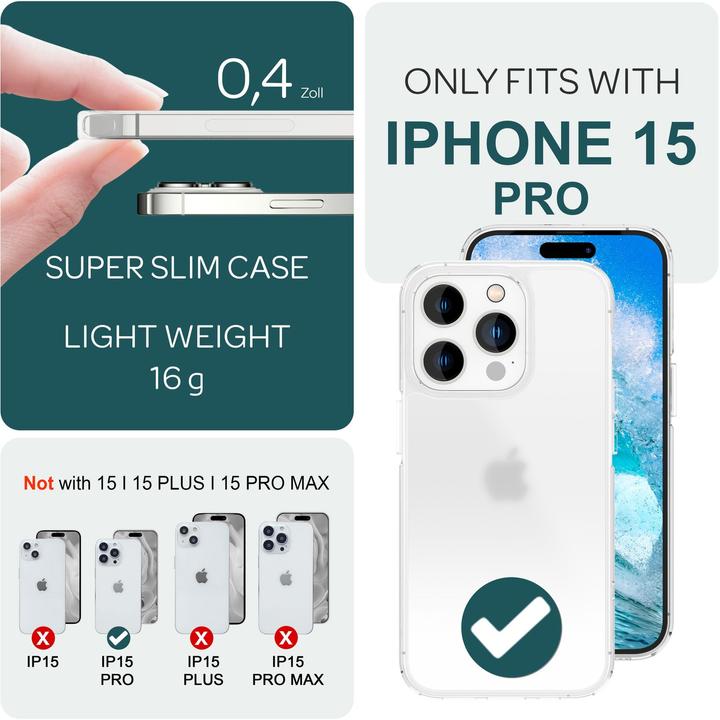 Actual product image Nalia Half Clear Frosted Cover (Apple iPhone 15 Pro)