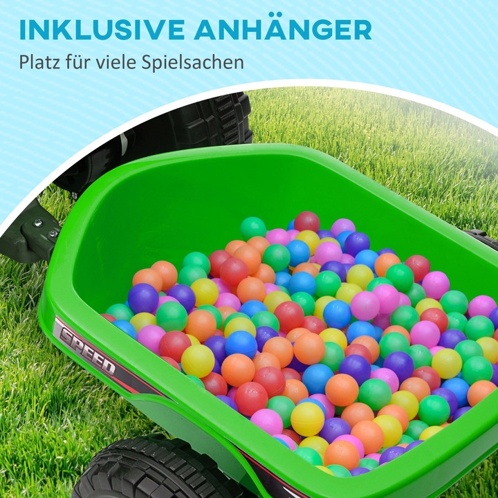 Immagine prodotto Homcom Quad per bambini, ricaricabile, 2,5 km/h, con rimorchio, 50 minuti di guida, per bambini da 1,5 a 3 (6 V)