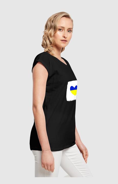 Produktbild Merchcode Ladies Peace - Brush Heart Black Basic T-Shirt - 173305 (L)