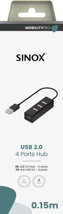 Actual product image Sinox PRO USB 2.0 4-port. 0.15m. Sort (USB-A, 4 ports)