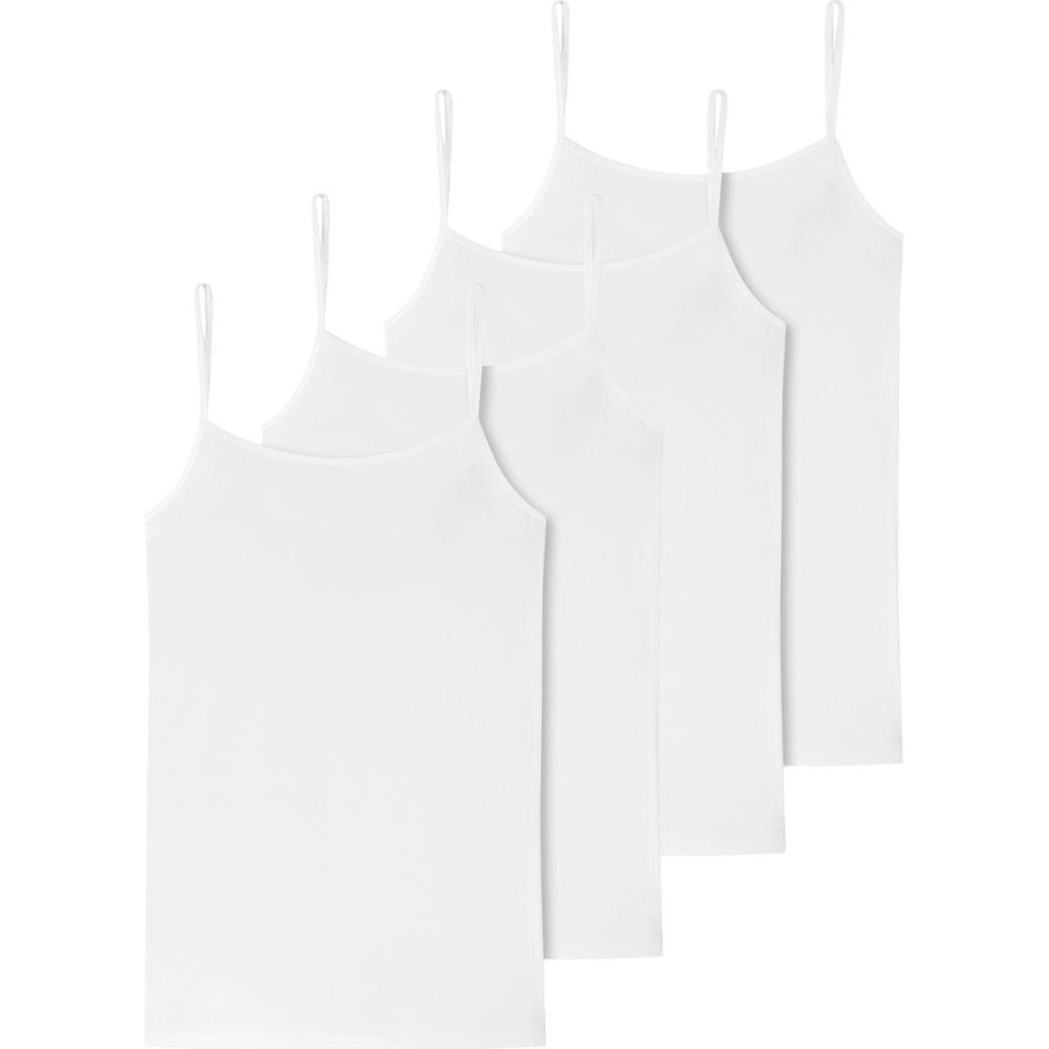 Schiesser, Damen, Shirt, 4er Pack 95/5 Organic Spaghetti-Top, Weiss, (44)