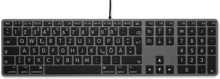 Produktbild LMP Large Font USB Keyboard 110 keys wired USB keyboard with 2x USB and aluminum upper cover - German - (DE, Kabelgebunden)