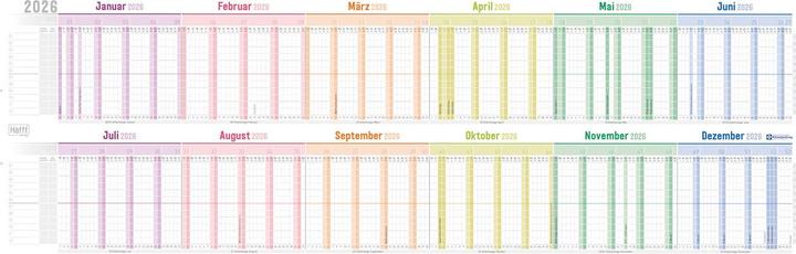 Team & holiday calendarA4quer'Rainbow'Euro perforation2026 (A4, Hardcover, German)