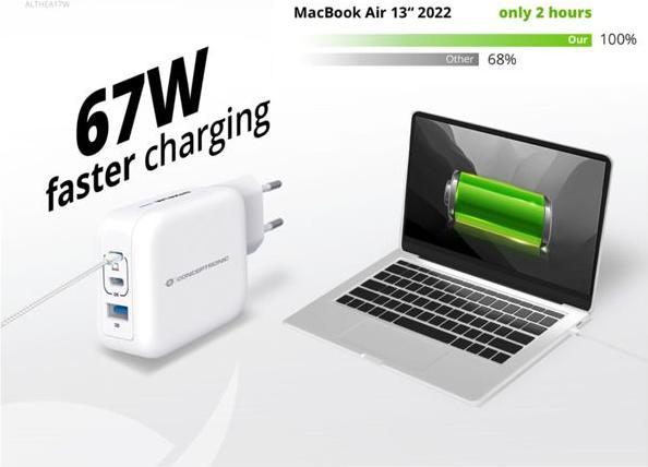 Produktbild Conceptronic Ladegerät 3Port 67W,2xUSB-C,3-in-1 USB-A PD ws (67 W, 3 Ports)