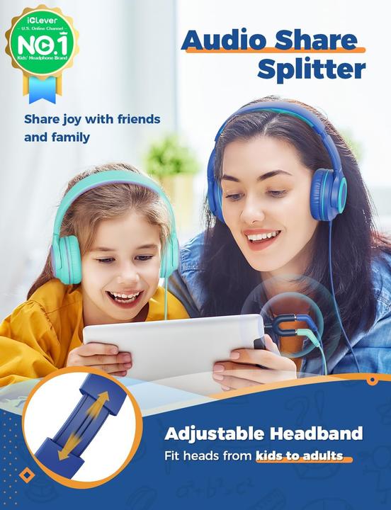 Actual product image Iclever 2er-Set Kinderkopfhörer mit Sharing Splitter