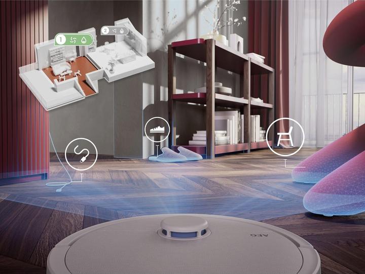 Actual product image AEG AR81UW3SW Saugroboter mit Wischfunktion, LiDAR und KI-Navigation, Präzise Hinderniserkennung, bi (Wiping pads (rotating))