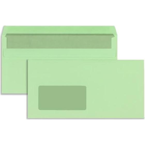 Blanke, Briefumschlag, Briefumschläge DINlang 80g/qm selbstklebend Fenster VE=1000 Stück grün (110 x 220 mm, 1000 x)