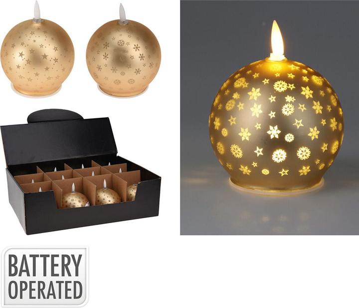 Produktbild Tector Led candle golden christmas ball, warm white, 2 models with christmas motifs