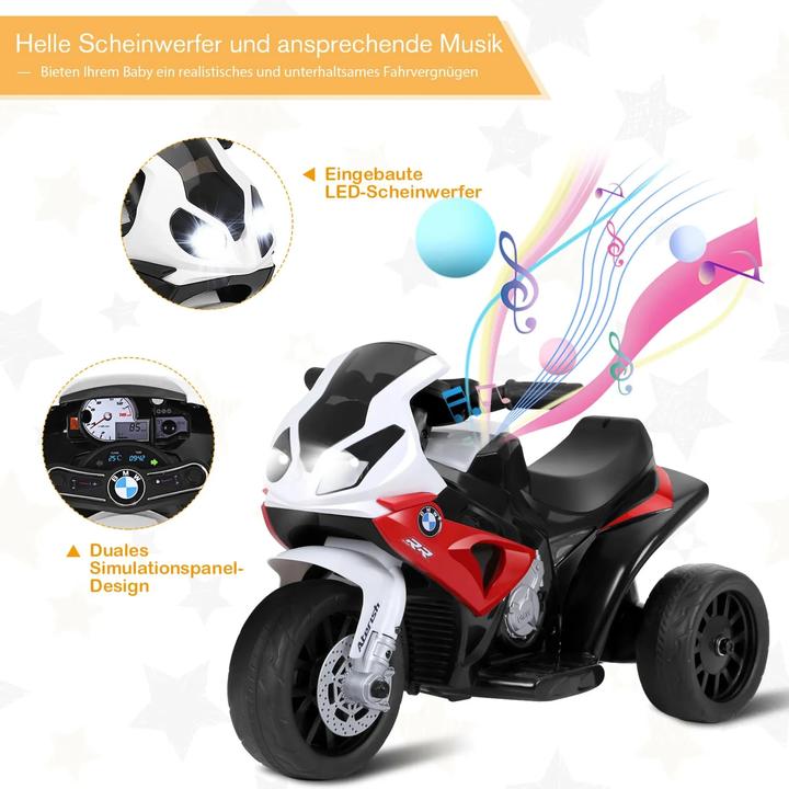 Immagine prodotto Homcom Kinder Elektro Motorrad mit Licht- und Soundeffekte BMW S1000 RR Rot (6 V)
