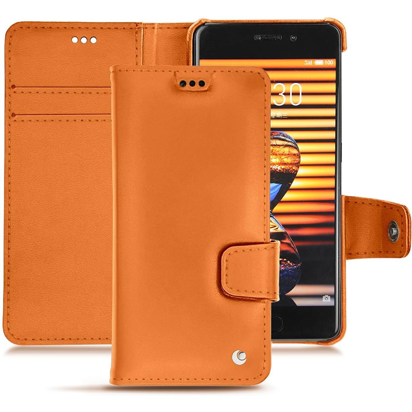Noreve Lederschutzhülle Wallet (Meizu Pro 7), Smartphone Hülle, Orange