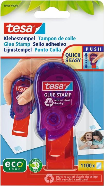 Image du produit tesa Tampons adhésifs ecoLogo, pastilles adhésives double face pour coller rapidement le papier, le