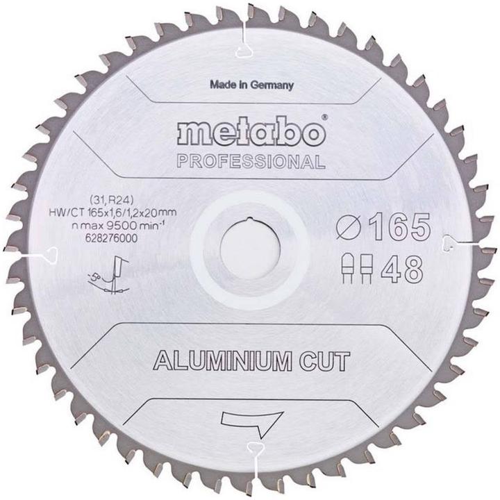 Metabo Circular saw blade AluminiumCutProf 165x20 Z48 FZ/TR -5°