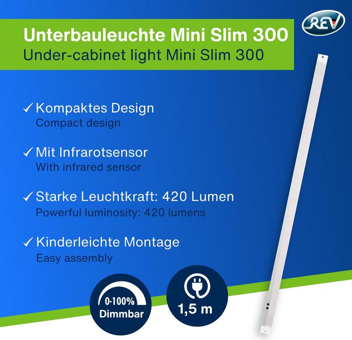 Produktbild REV LED-Unterbauleuchte Mini Slim, 6W, 3000K, 420lm, warmweiss, IP20, 60 cm (420 lm)