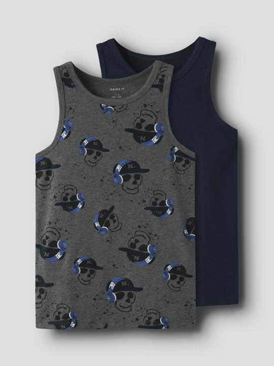 Produktbild Name it Nkmtank Top 2p Dark Grey Mel Skull Noos (122, 128)