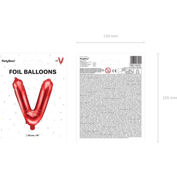 Thumbnail - Partydeco Folienballon Buchstabe Rot 35cm - V