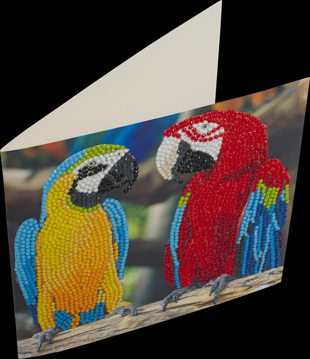 Actual product image Craft Buddy Parrot Friends, 18x18cm Crystal Art Card