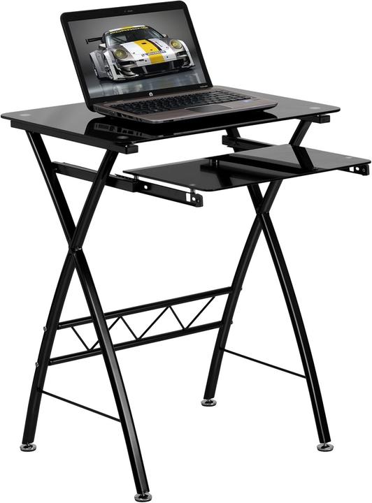 Flash Furniture Scrivania per Computer in Vetro con Vassoio Tastiera