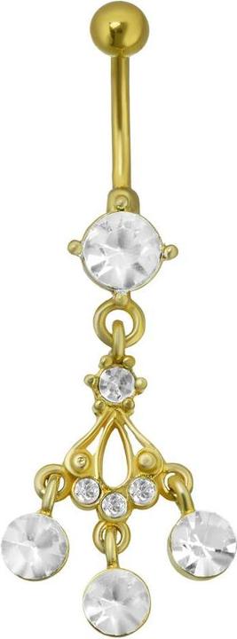 Image du produit Bijouteria Piercing nombril (Laiton, Revêtement PVD (couleur or), Cristallin, Acier chirurgical 316L)