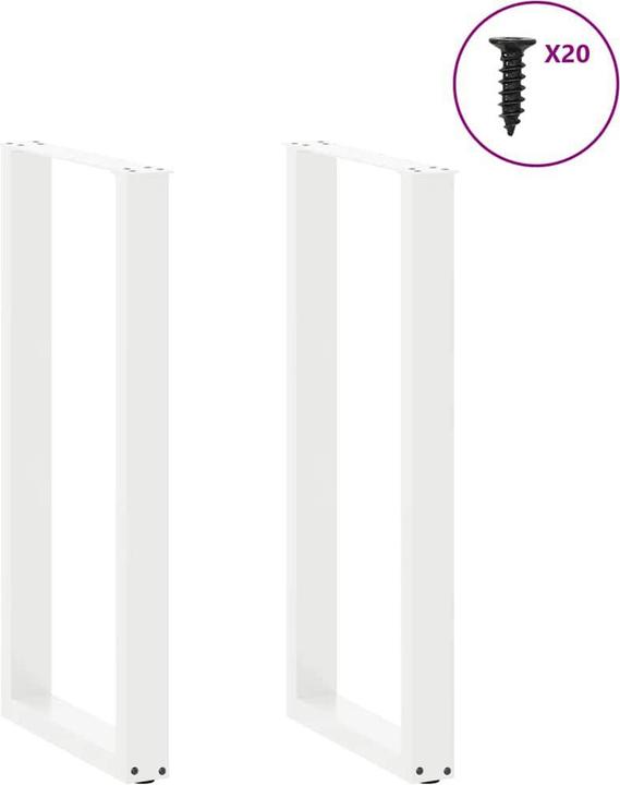 Image du produit vidaXL Pieds de table basse en U 2 pcs. Blanc 40x(100-101) cm Pied de table en acier