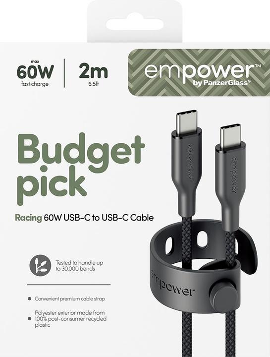 Produktbild PanzerGlass Racing USB-C to USB-C (2 m, USB 2.0, 60 W)