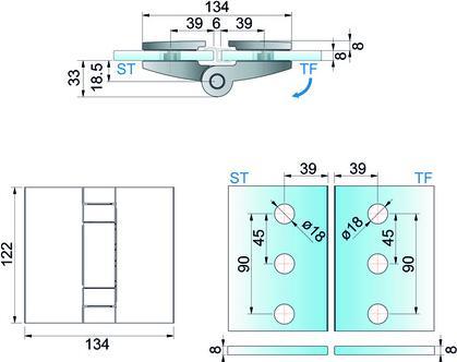 Image du produit Pauli+Sohn Charnières pour portes de douche lourdes TURA 8960
