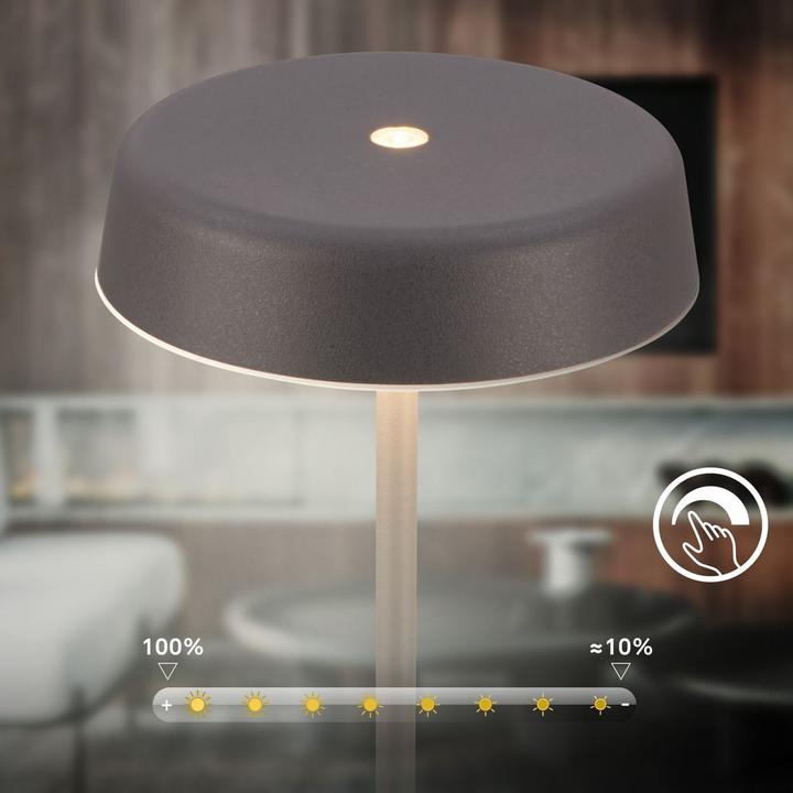 Image du produit Briloner Brilo unplugged PALA Akku Tischleuchte mit Lichtkante - Anthrazit (200 lm)