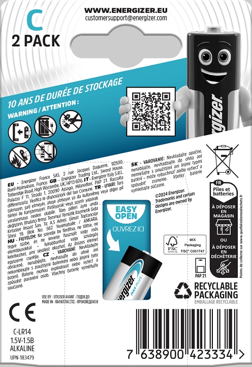 Produktbild Energizer Max Plus Alkaline (2 Stk., C, 8000 mAh)