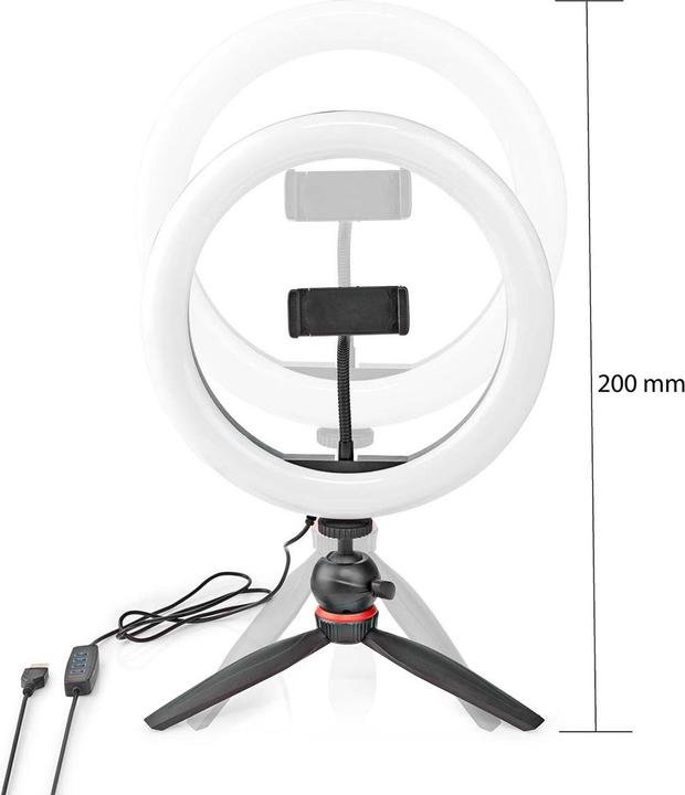 Productafbeelding Nedis Ringlamp | 10 inch | 120 LED's | 2700 - 6700 K | Statief | Zwart (Ringlicht)