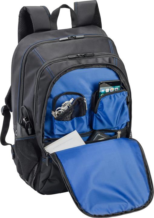 Pedea Backpack 43,9cm 17,3inch black/blue Laptop compartment: 43,5 x 32,5 x 6cm L x W x H Headset