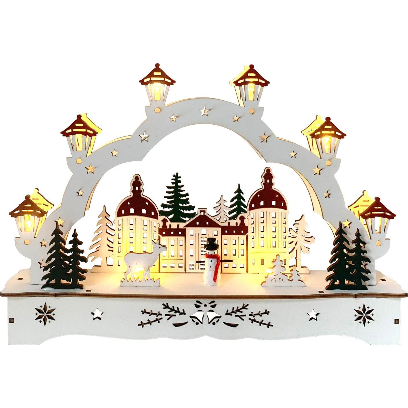 HTI-Living, Weihnachtsbeleuchtung, Lichterbogen in modernem Weiss Winterschloss