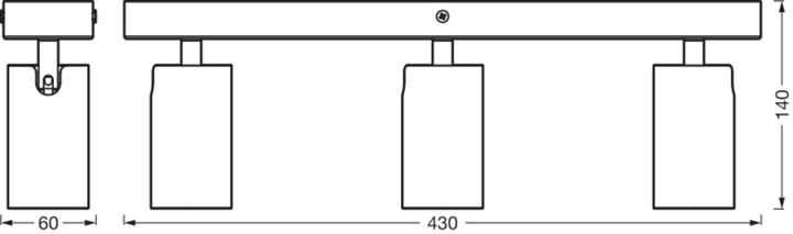 Actual product image Ledvance LED SPOT OCTAGON BLACK 3x3.4W 927 DIM (690 lm, GU10)