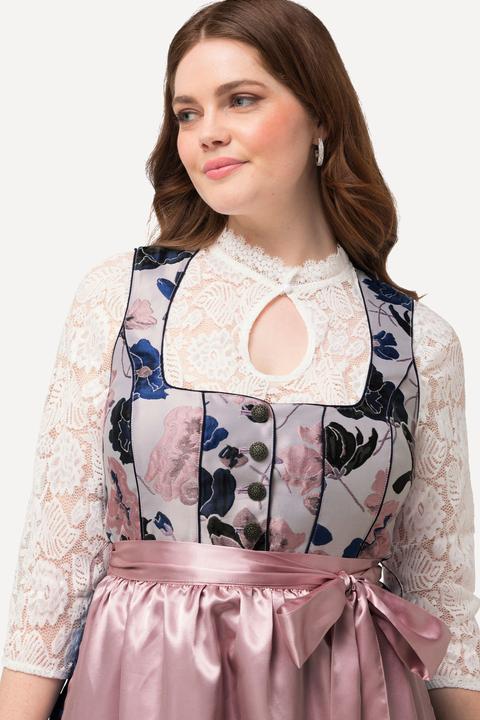 Image du produit Ulla Popken Costume traditionnel tyrolien à fleurs et boutons fantaisie. Encolure en V, sans manches (42)