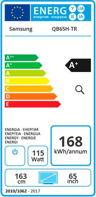 Label énergétique Samsung Qb65h-Tr (3840 x 2160 pixels, 65")