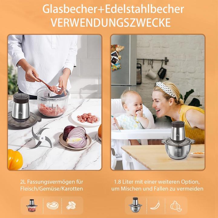 Actual product image Bear Rock Elektrischer Zerkleinerer mit 4-Klingen (2000 ml)