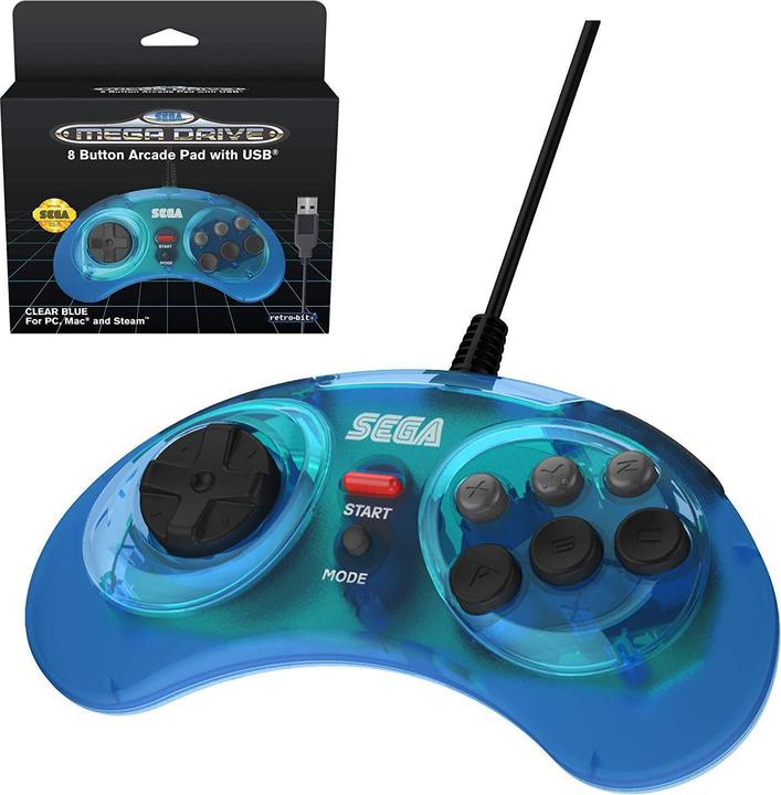 Image du produit retro-bit SEGA MegaDrive 8-boutons USB Pad, bleu (PC, Mac, Switch, iOS)