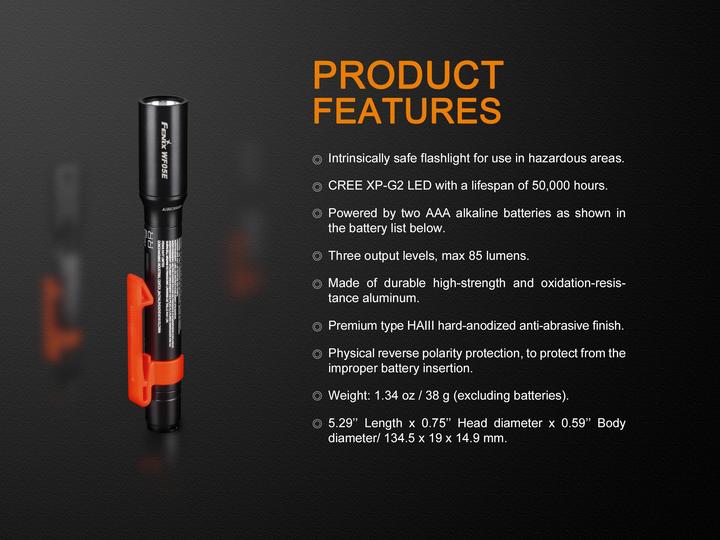 Actual product image Fenix WF05E (13.45 cm, 85 lm)