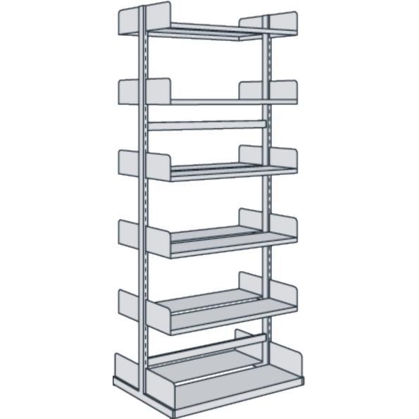 Kerkmann, Regal, Bibliotheks-Regal Univers doppelt Grundfeld 75x50x225cm mit 2x6 Böden lichtgrau