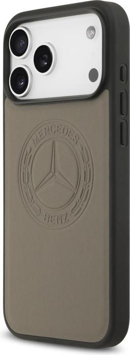 Productafbeelding Mercedes Case Leather Vintage Logo MagSafe for iPhone 17 Pro Max taupe (Apple iPhone 17 Pro Max)