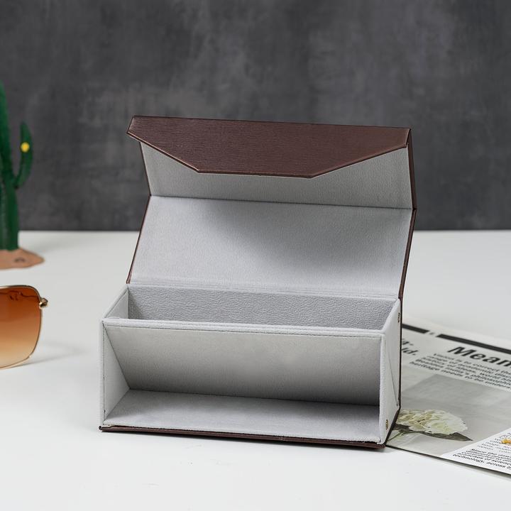 Produktbild Only-Bags.Store Aufbewahrungsbox aus PU-Leder mit Samtfutter | Mehrfarbiger 2-Fächer-Organizer für Brillen, Schmuck