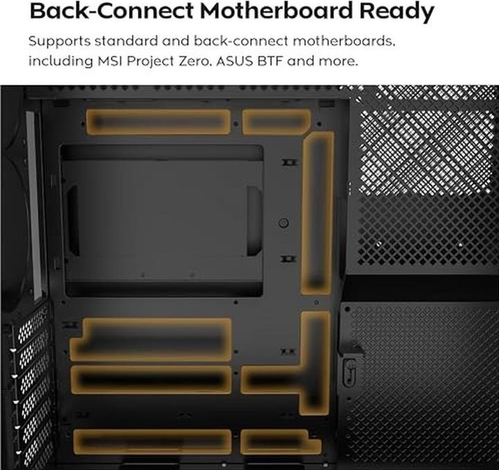 Produktbild Montech HS02, ATX Mid-Tower PC-Gehäuse, Gaming-PC, High-Airflow, reversibles Layout, stabile gebogen (ATX, mATX, Mini-ITX)