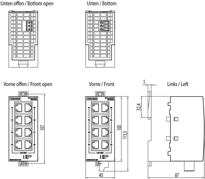 Actual product image Siemens 6GK5008-0GA10-1AB2 Industrial Ethernet Switch (8 ports)