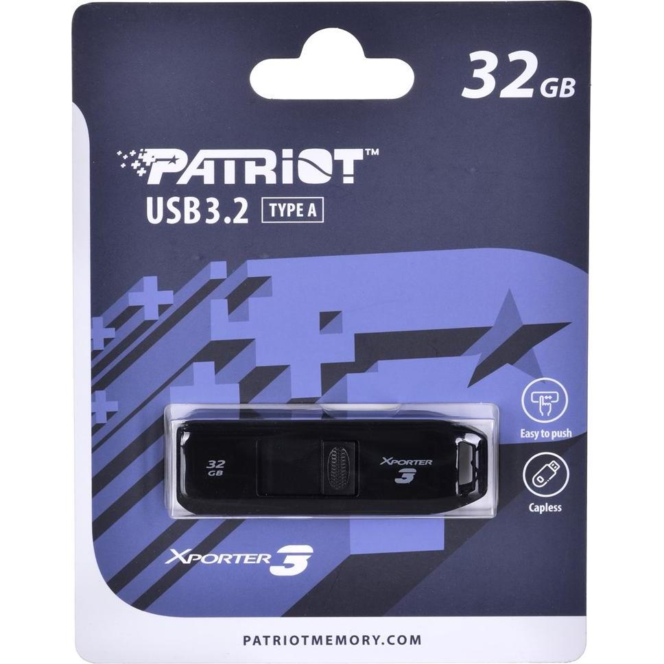 Patriot USB 32GB Xporter GEN 1 3.2 PAT (32 GB, USB-A), USB Stick, Schwarz