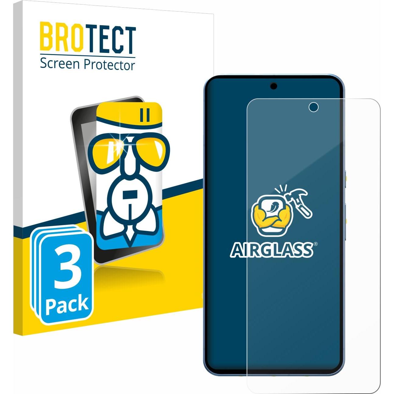 BROTECT AirGlass Panzerglasfolie (3 Stück, Google Pixel 8 Pro), Smartphone Schutzfolie, Transparent