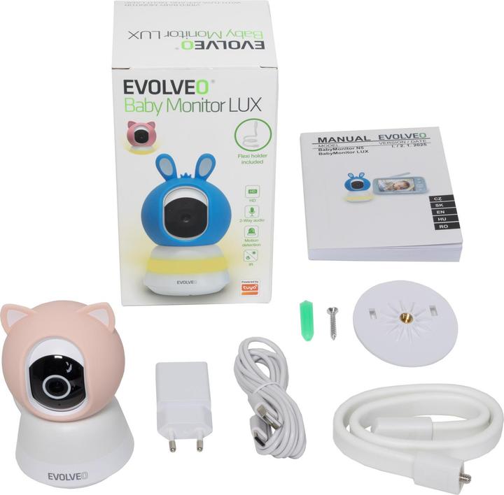 Actual product image Evolveo Baby Monitor LUX- Chytrá 360° videochůvička s nočním viděním, detekcí pláče a pohybu, růžová