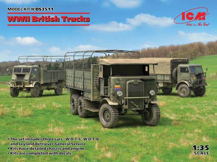 Produktbild ICM WWII British Trucks(Model W.O.T.6,Model W.O.T.8,Leyland Retriever General Serv