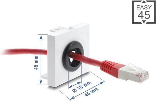 Immagine prodotto Delock Easy 45 Kabeldurchführung rund Ø 18 mm weiss / schwarz (Foro cavo, 4.50 cm)