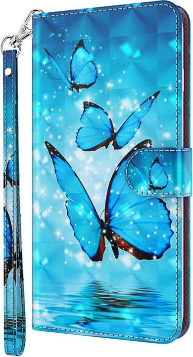 Actual product image Cover-Discount Galaxy S22+ - case glitter effect butterfly blue (Samsung Galaxy S22+)